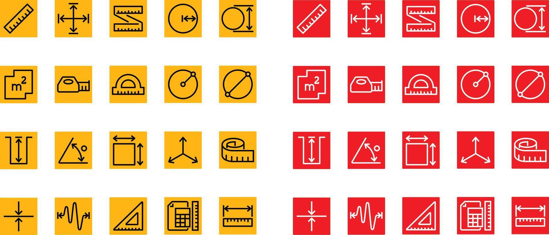 medición icono conjunto vector