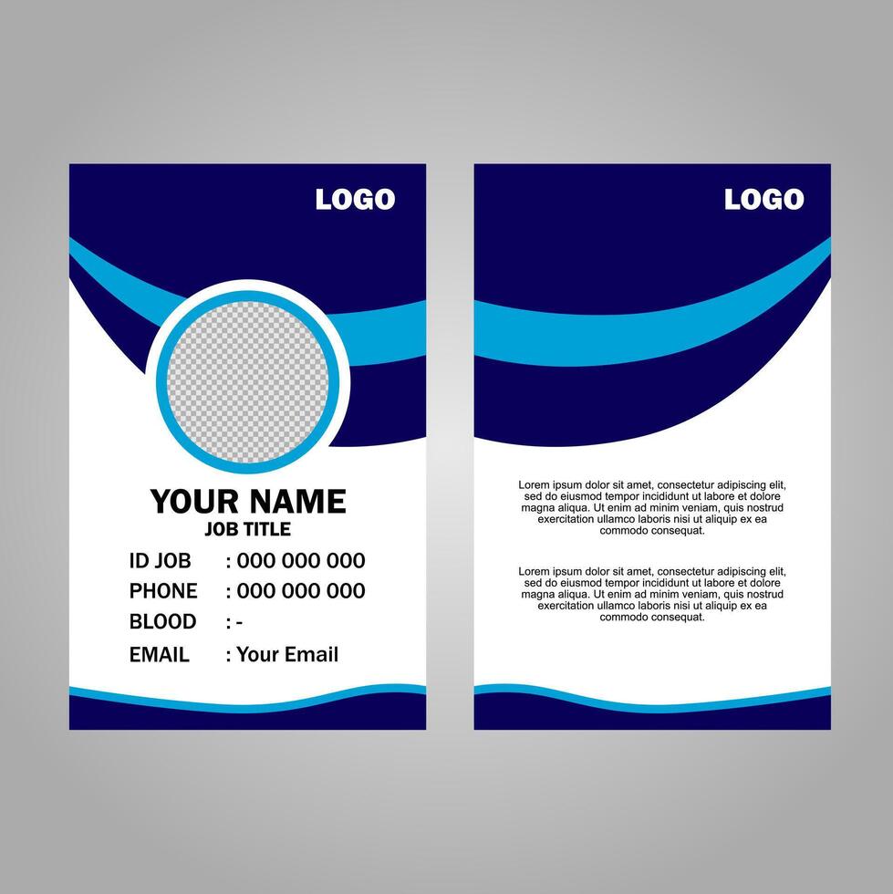 blue ID card template design for company employees. vector