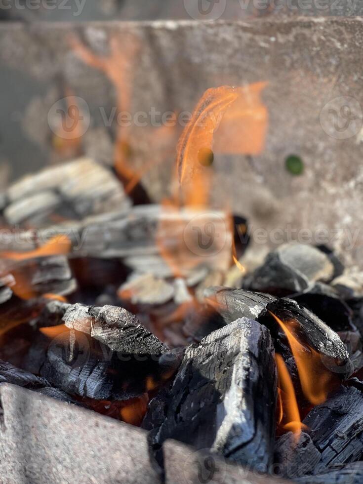 A flame burning in a brazier photo