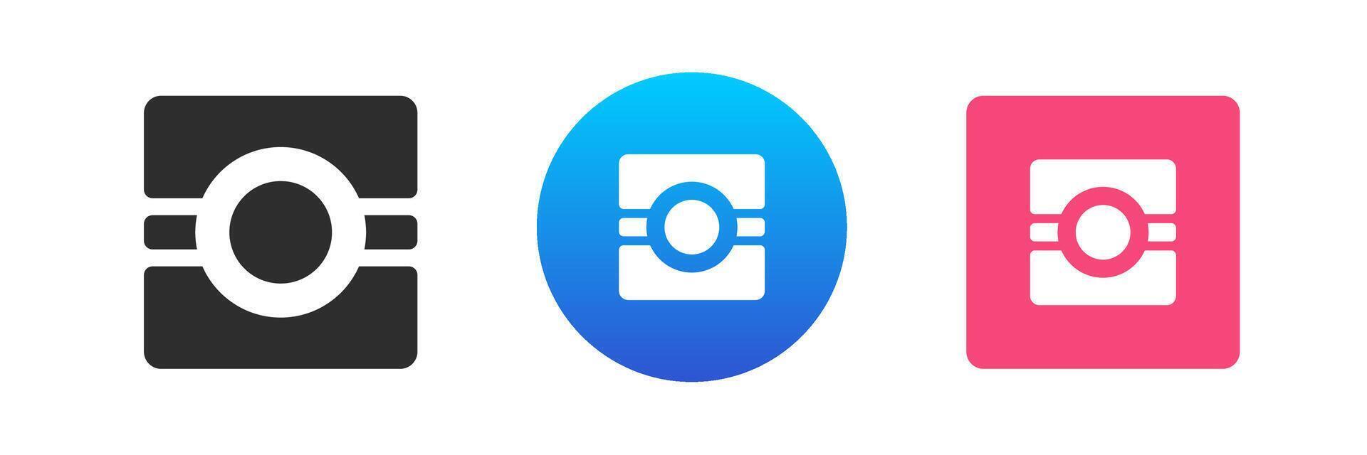 Photo camera multimedia content creation device icon set flat illustration vector