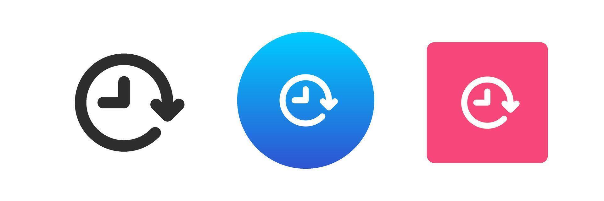 Clock circle arrow always available service shop customer support helpdesk icon set flat vector