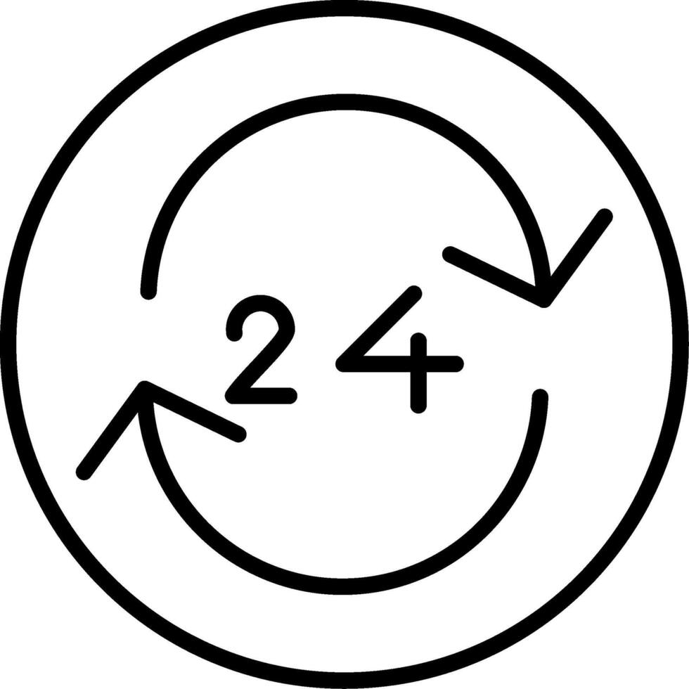 24 Hour Clock Line Icon vector