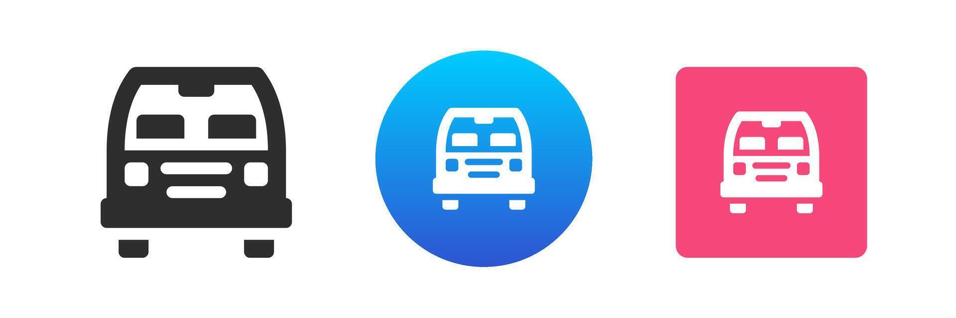 Bus automobile commercial public urban travel transportation navigation service icon set flat vector