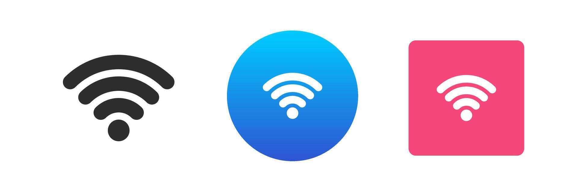 Wi fi signal internet connection wireless network cyberspace communication icon set flat vector