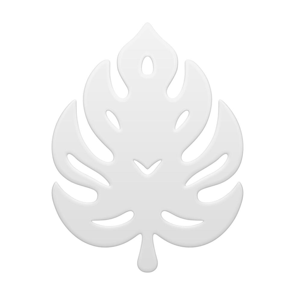 Leaf foliage rainforest jungle ornamental fern white decorative element 3d icon realistic vector
