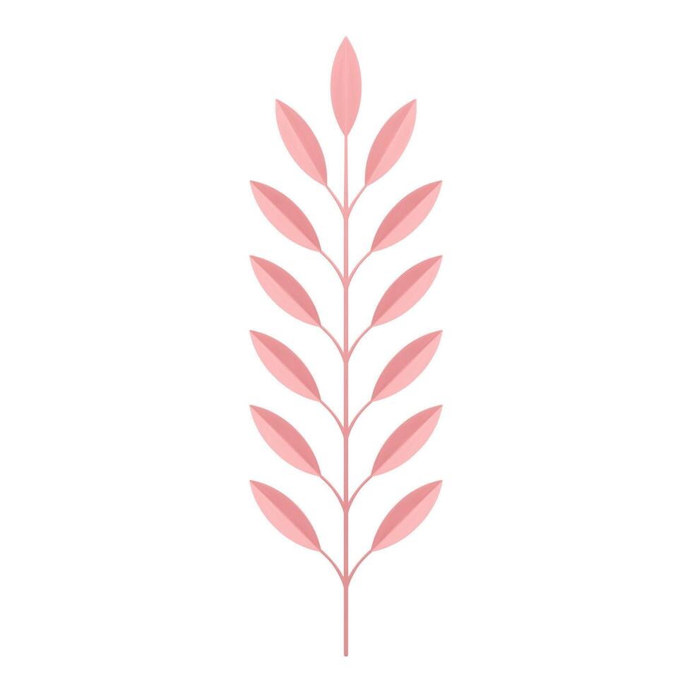 Pink tropical tree branch botanical blossom natural plant herbal fern 3d icon realistic vector