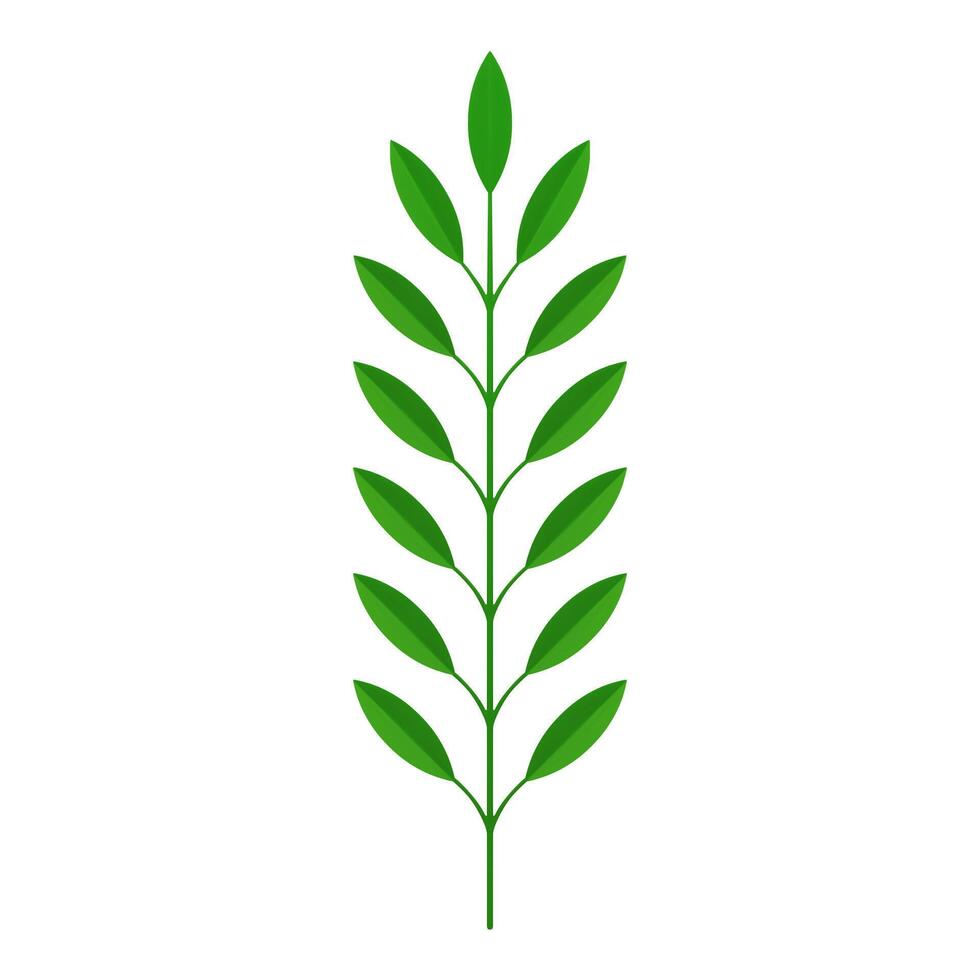 verde árbol rama con vástago y hojas tropical planta bio orgánico botánica decoración 3d icono vector