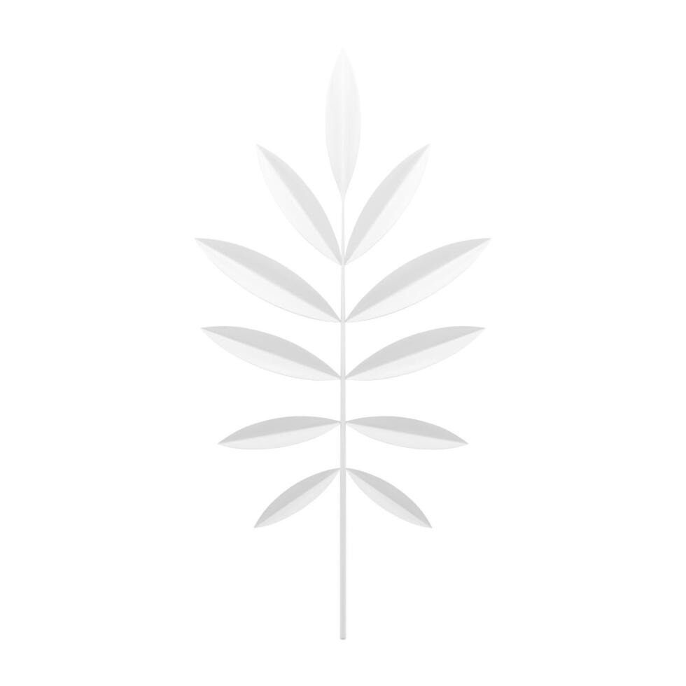 blanco árbol rama elegante tropical helecho botánico florecer diseño elemento 3d icono realista vector