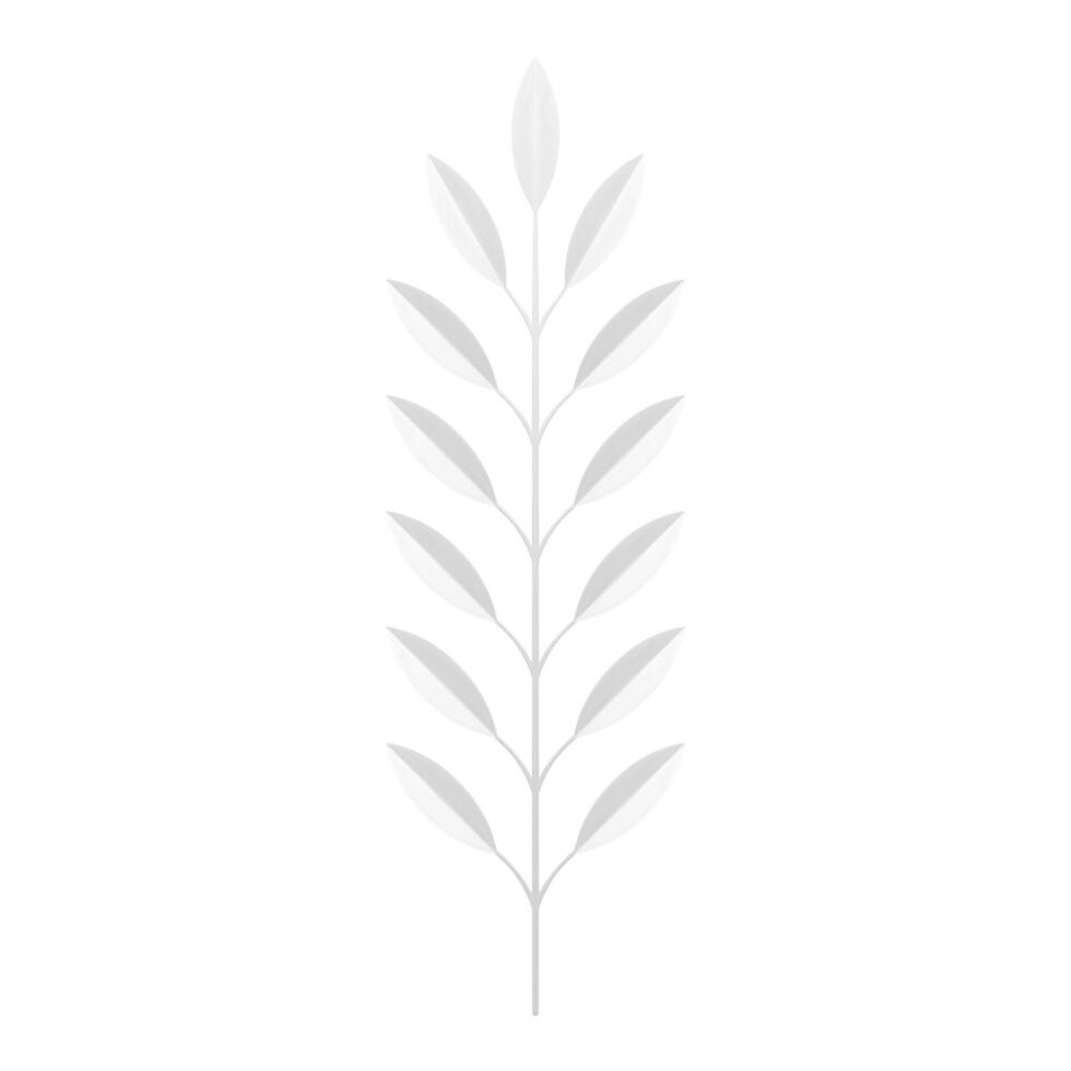White tree branch with stem and leaves tropical plant floristic composition design 3d icon vector