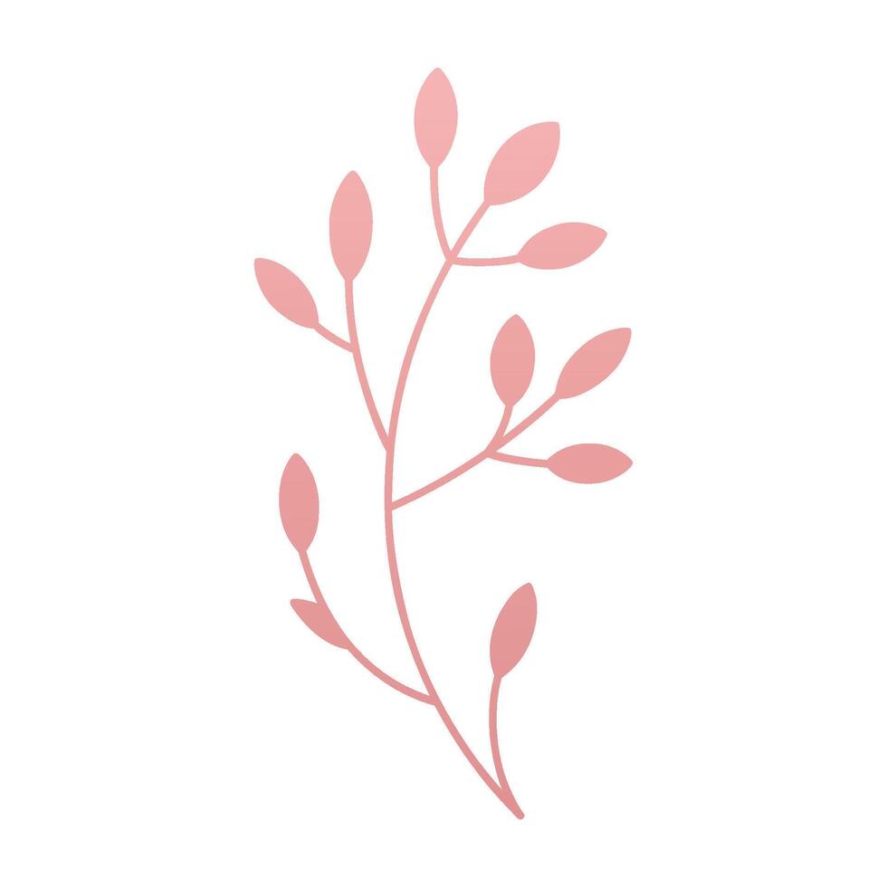 árbol rama madera vástago romántico rosado hojas botánico florecer diseño 3d icono realista vector