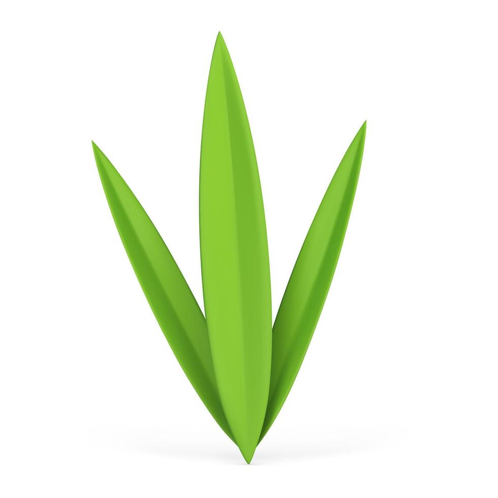 Green grass natural lush stem leaves summer spring botanical decor 3d icon realistic vector