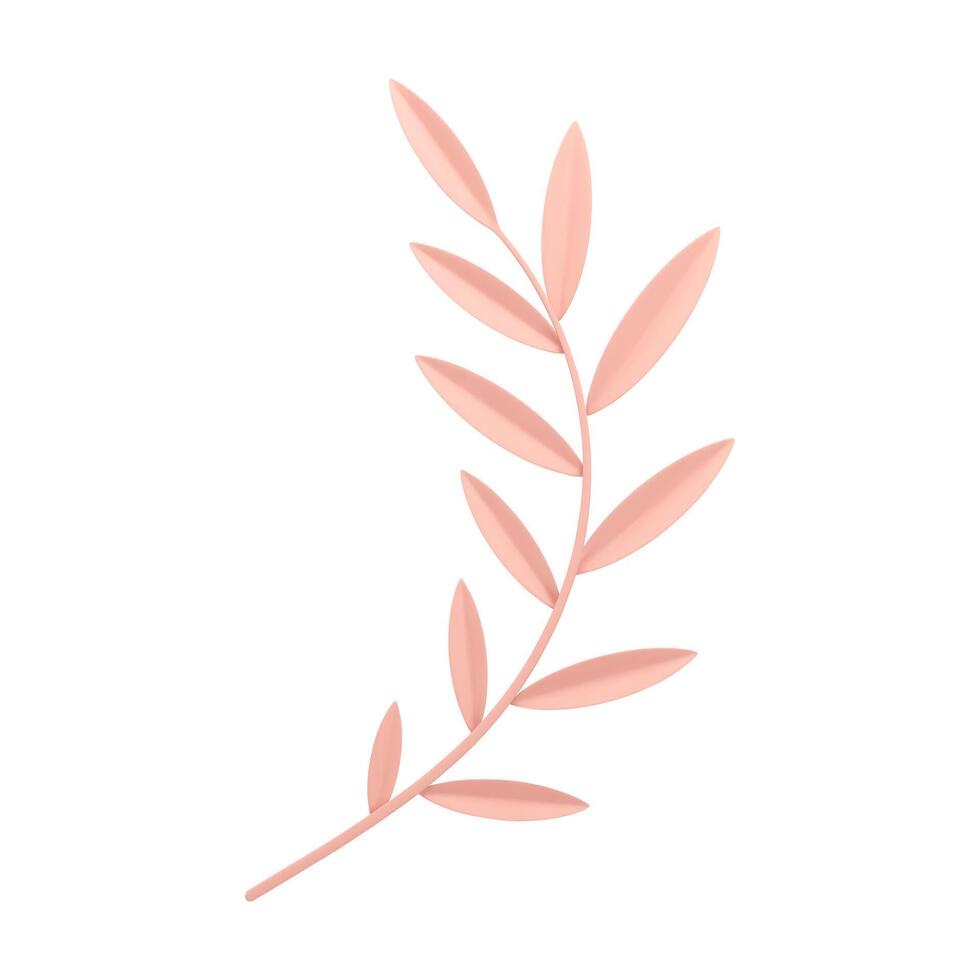 Pink elegant tree branch tropical botanical romantic decor element 3d icon realistic vector