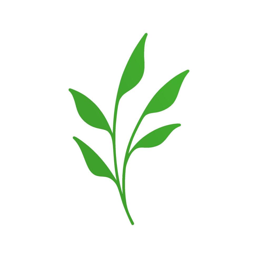Greenery stem leaves ecology environment plant bio botanical decor design 3d icon realistic vector