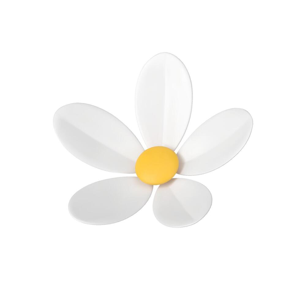 manzanilla brote natural flor verano ecología ambiente florístico planta 3d icono realista vector