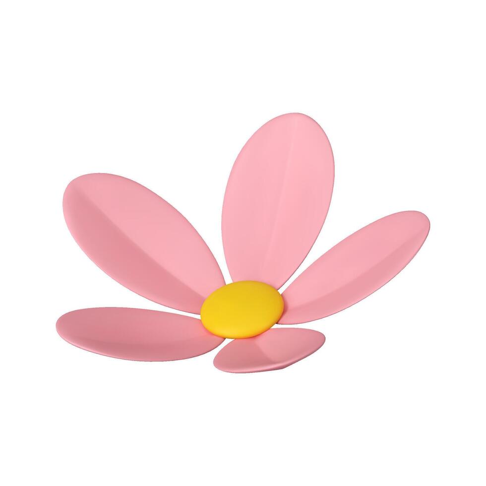 rosado flor romántico manzanilla brote con seis pétalos botánico florístico decoración 3d icono vector