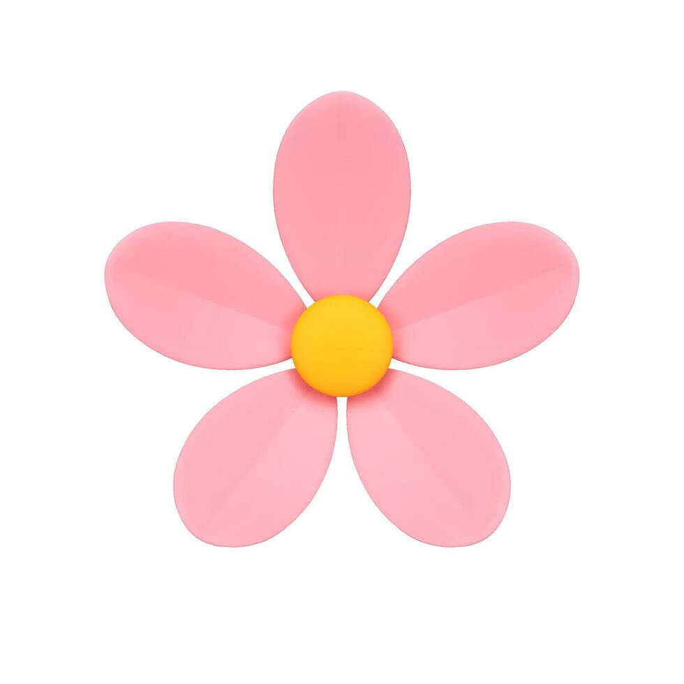 Pink chamomile flower bud with petals natural organic elegant decor 3d icon realistic vector