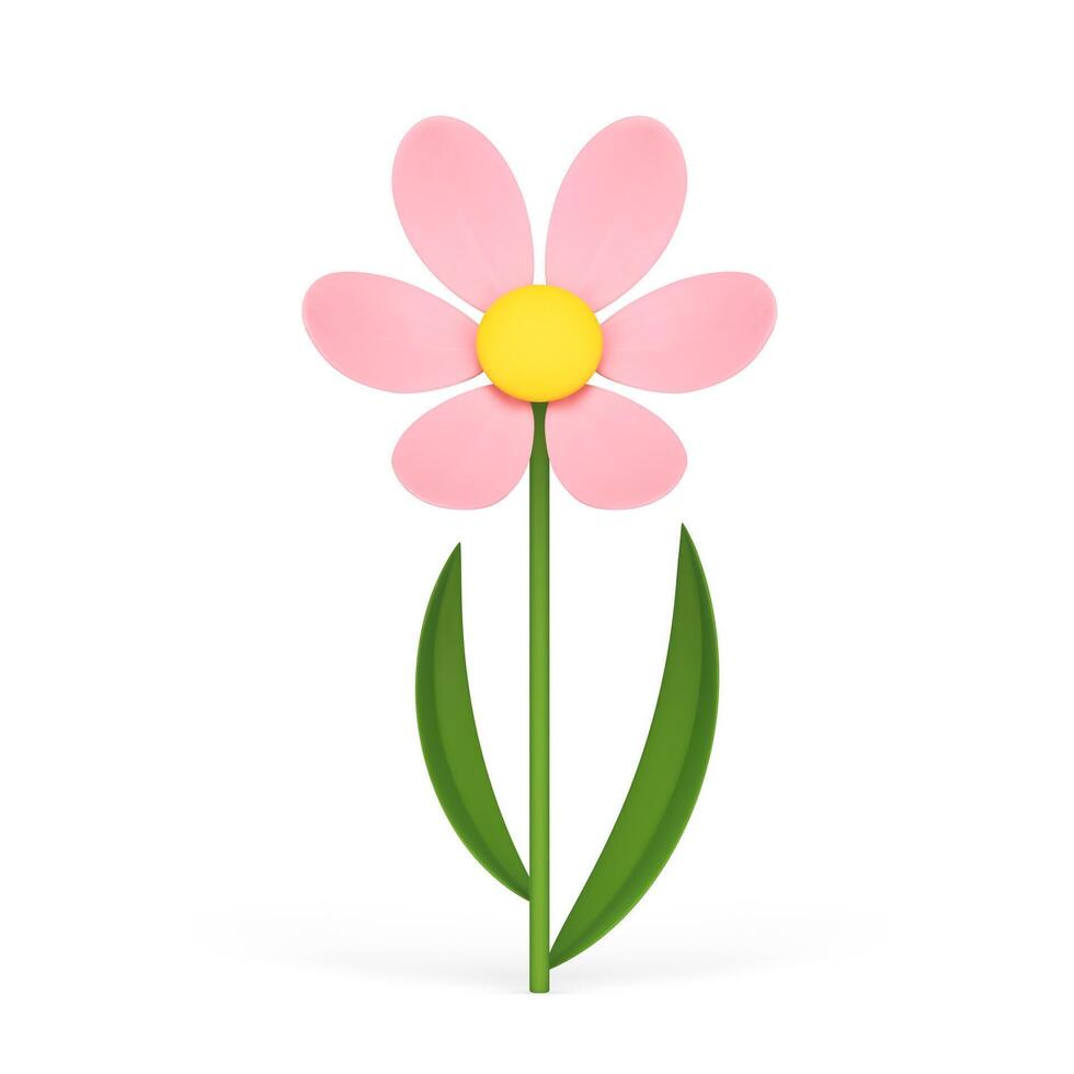 linda rosado manzanilla romántico belleza orgánico Fresco natural flor elegante decoración 3d icono vector