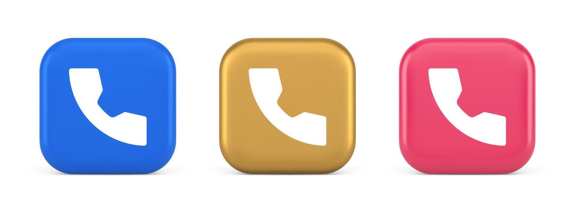 Phone call contact voice communication button web application design 3d realistic icon vector