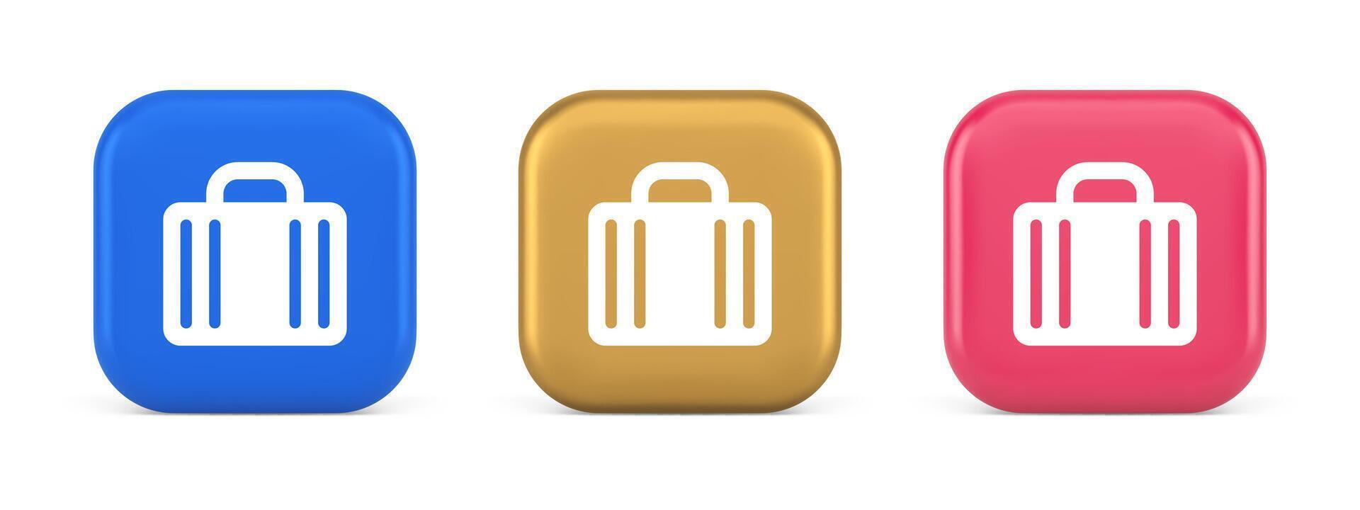 Suitcase baggage briefcase button office business accessory travel tourism element 3d icon vector