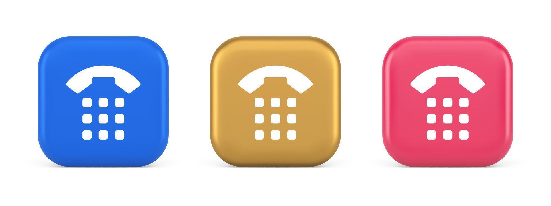 Phone call button application handset mobile contact communication 3d realistic icon vector