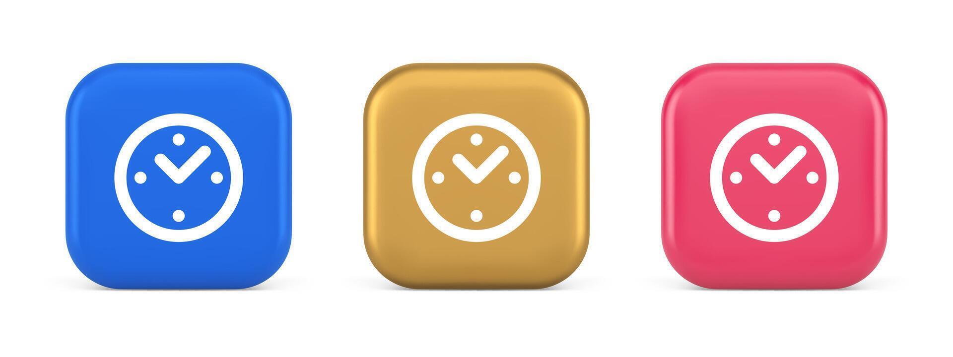 alarma reloj hora cuenta regresiva botón fecha límite medición 3d realista icono vector