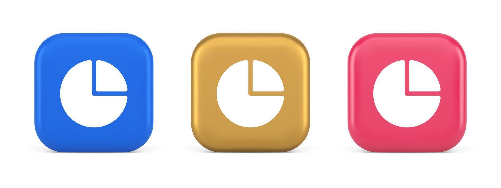 Diagram pie circle chart piece section 3d realistic icon vector