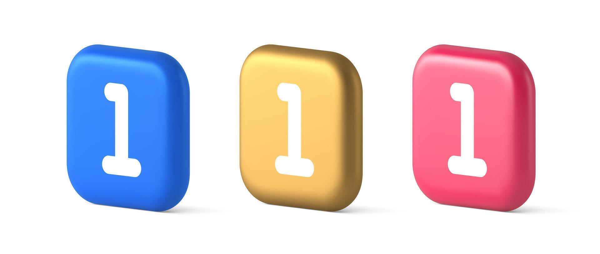 One number button finance counting panel keyboard user interface 3d realistic icon vector