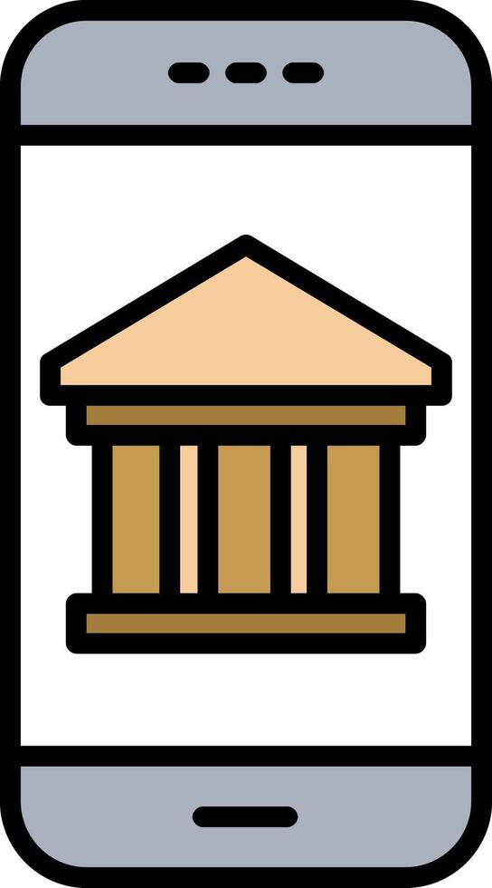 Mobile Banking Line Filled Icon vector