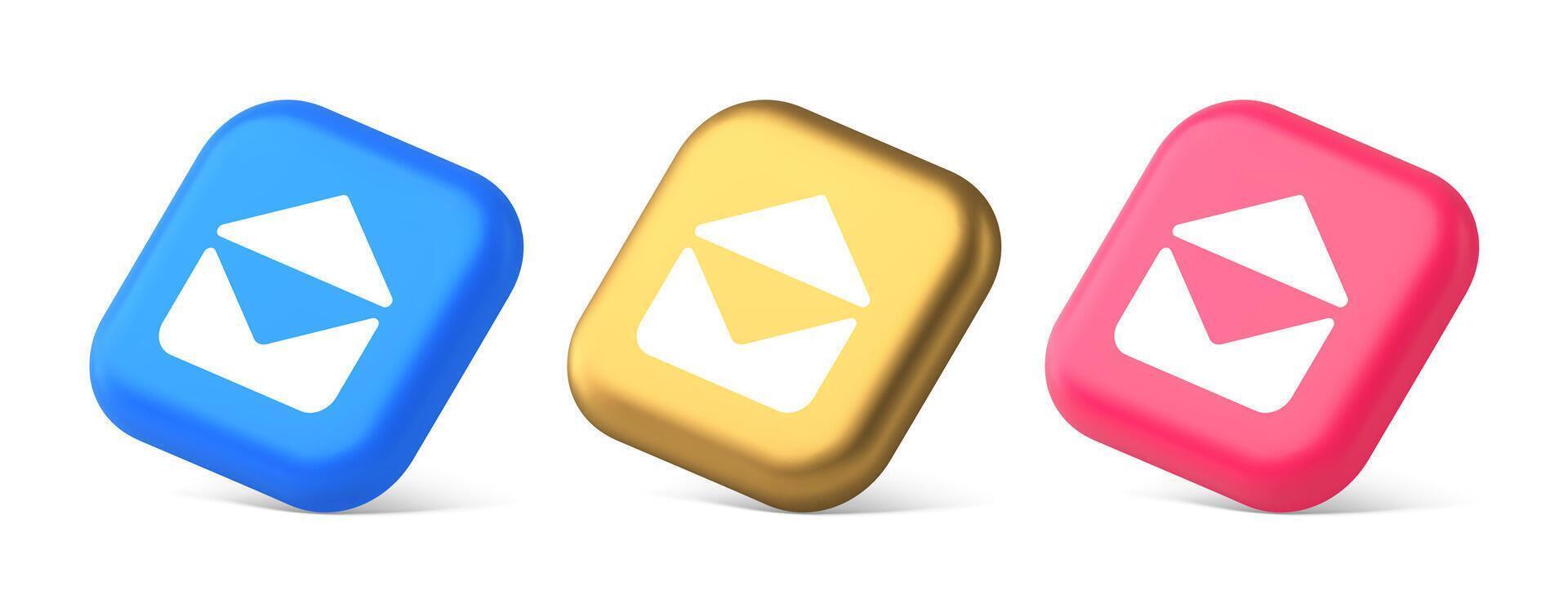 Email open envelope letter received incoming message button 3d realistic isometric icon vector