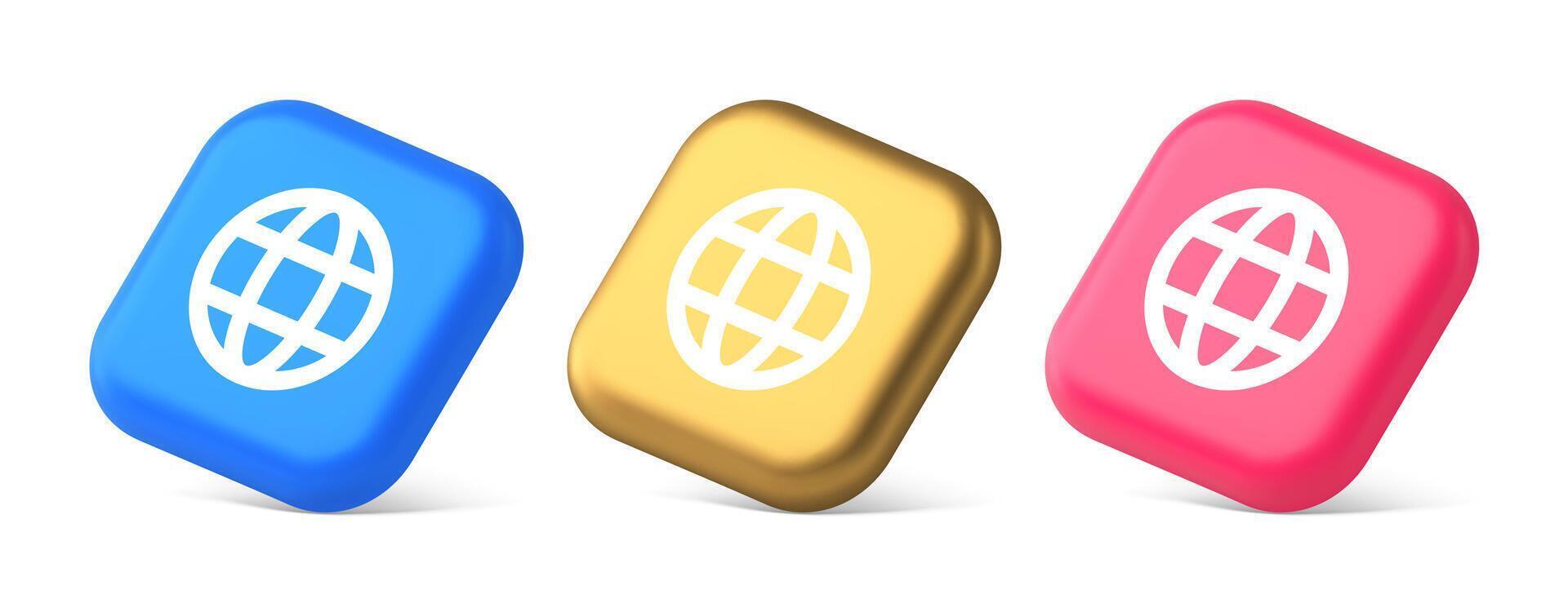 Global internet connection GPS planet button network web business communication 3d isometric icon vector