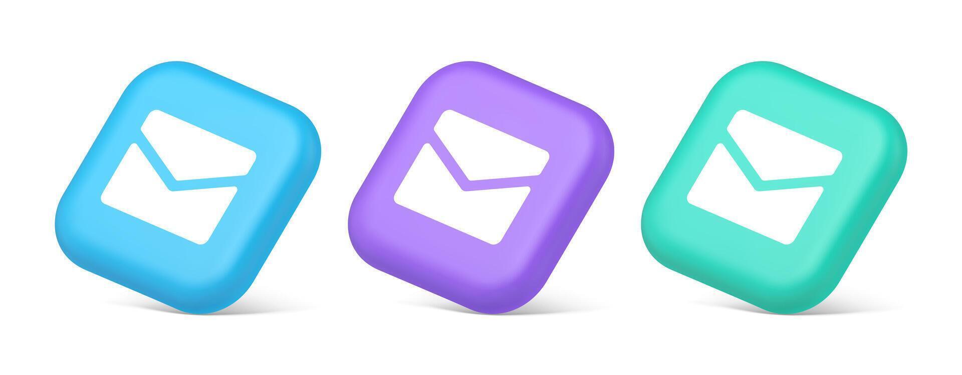 Newsletter inbox chat message button remotely communication digital notification 3d isometric icon vector