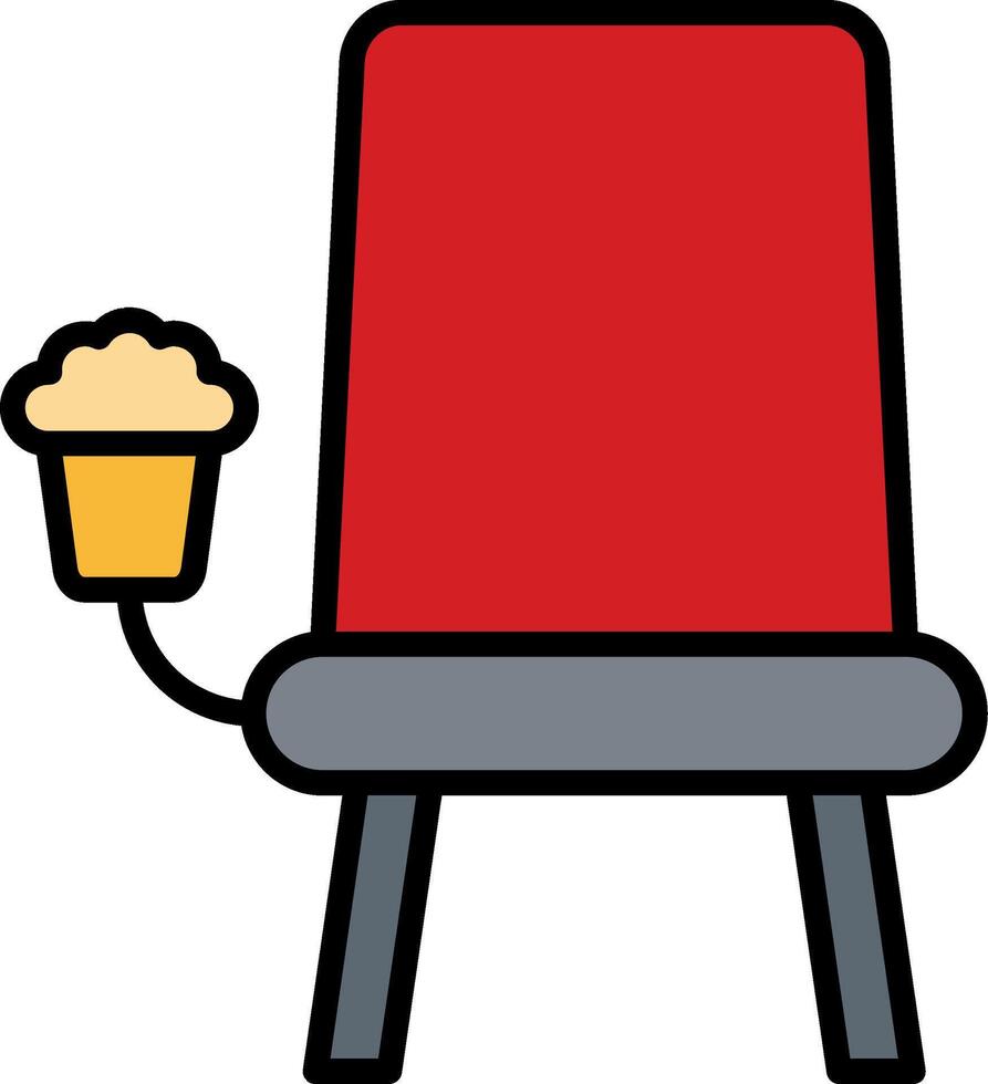 cine asiento línea lleno icono vector