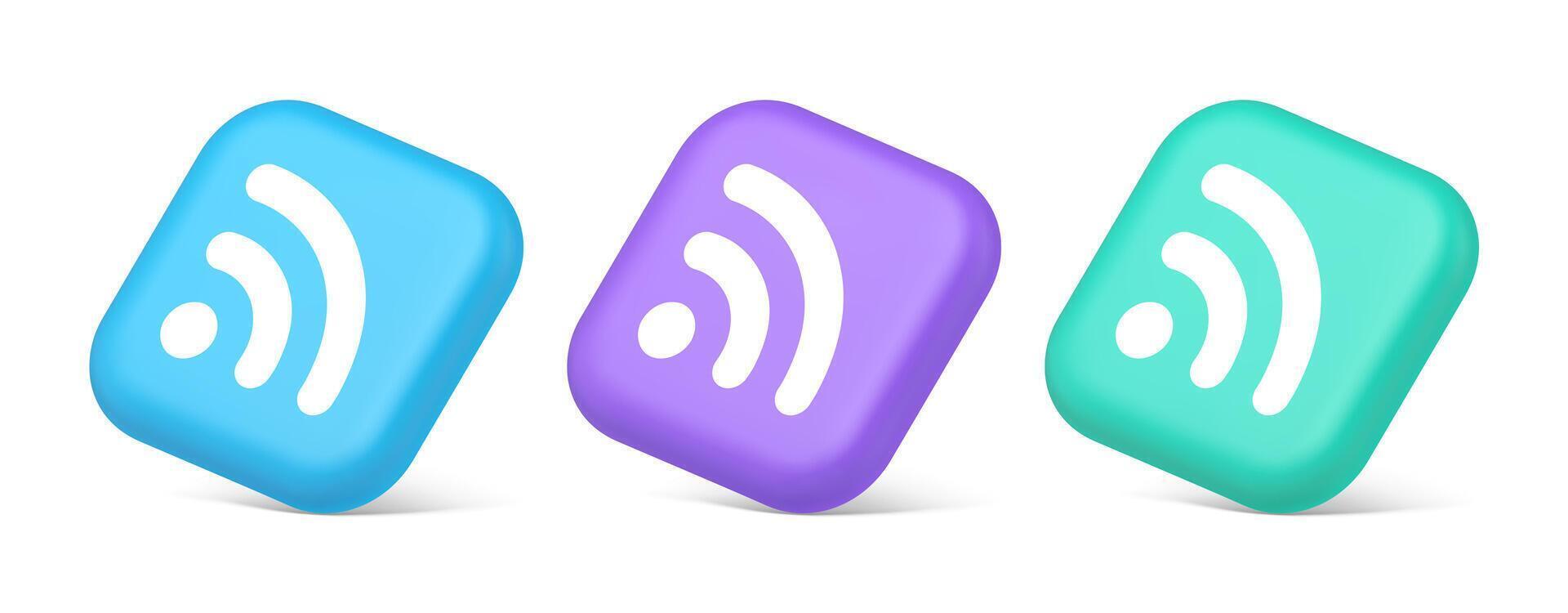 Wifi available access button wireless internet connection signal 3d realistic isometric icon vector