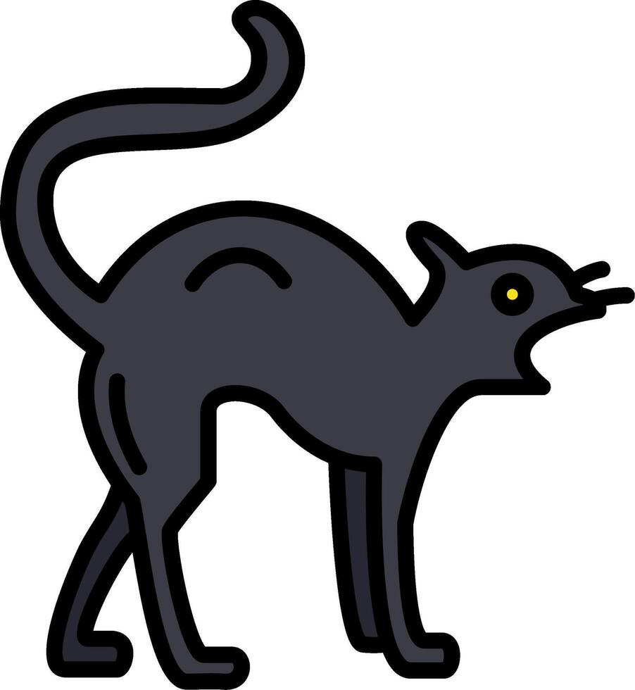 negro gato línea lleno icono vector