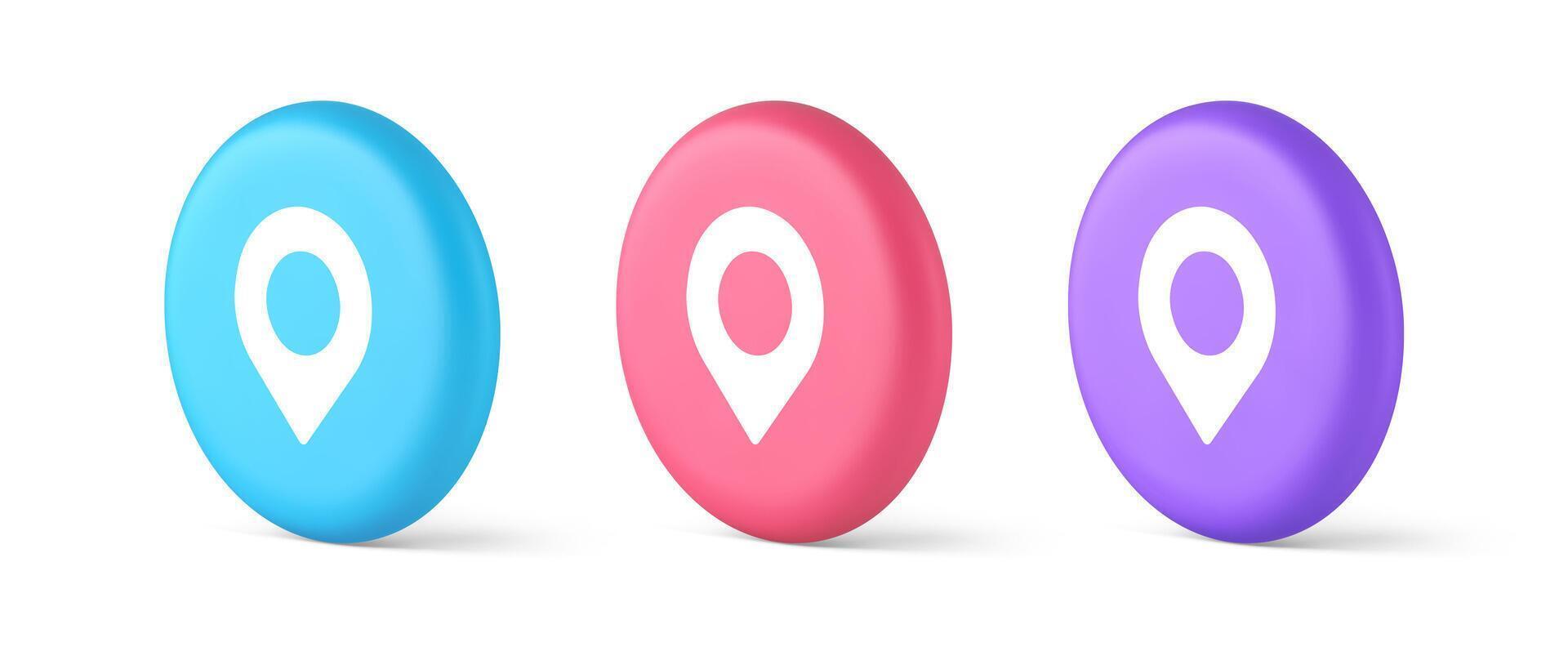 GPS map pin location service button application direction distance pointer 3d realistic isometric circle icon vector