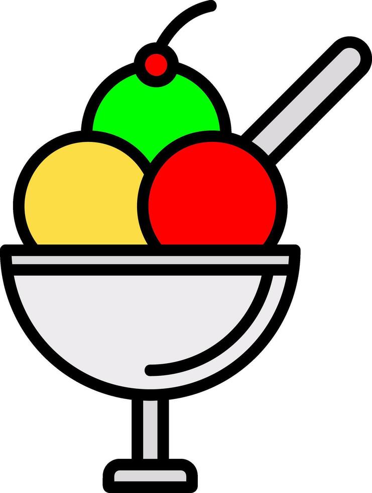 Ice Cream CUP Line Filled Icon vector