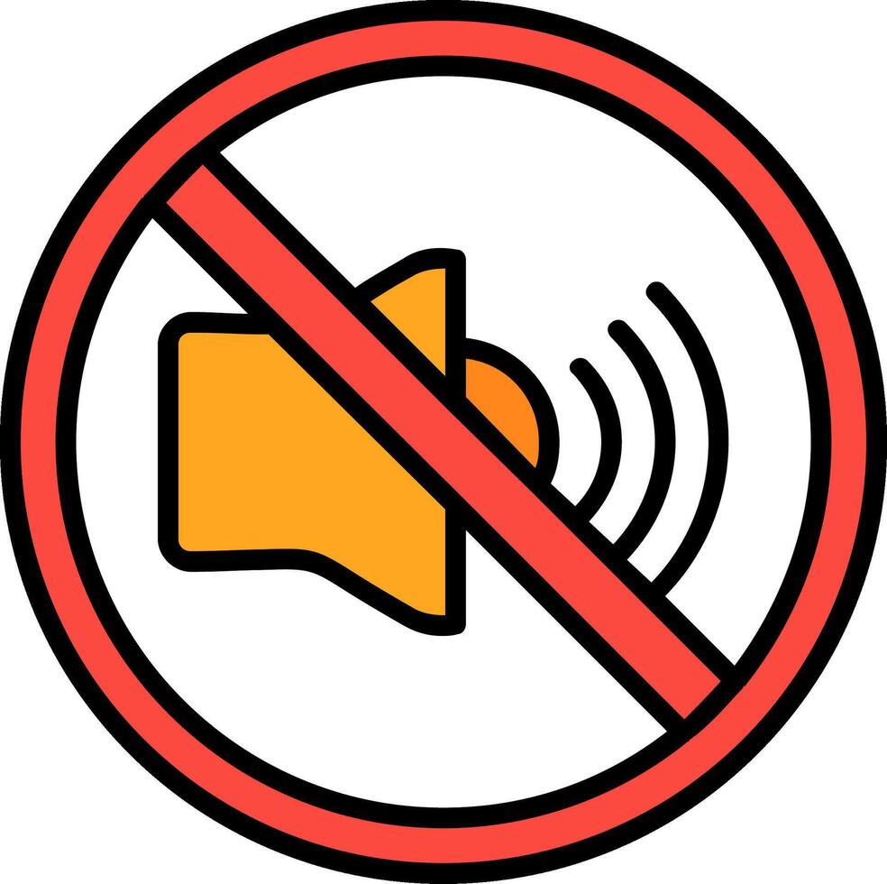 No Sound Line Filled Icon vector