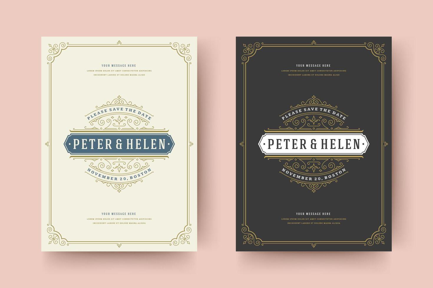Wedding invitation save the date card typographic elegant template illustration. vector