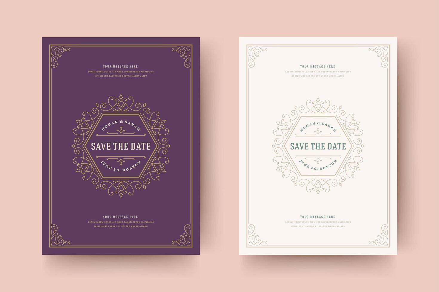 Wedding invitation save the date card typographic elegant template illustration. vector