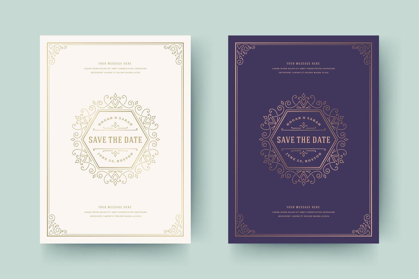 Wedding invitation save the date card typographic elegant template illustration. vector