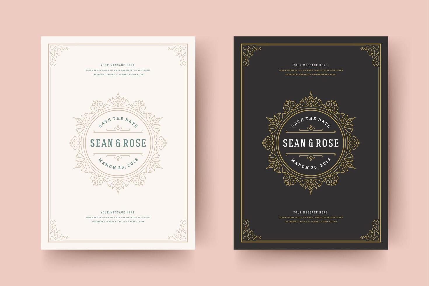Wedding invitation save the date card typographic elegant template illustration. vector