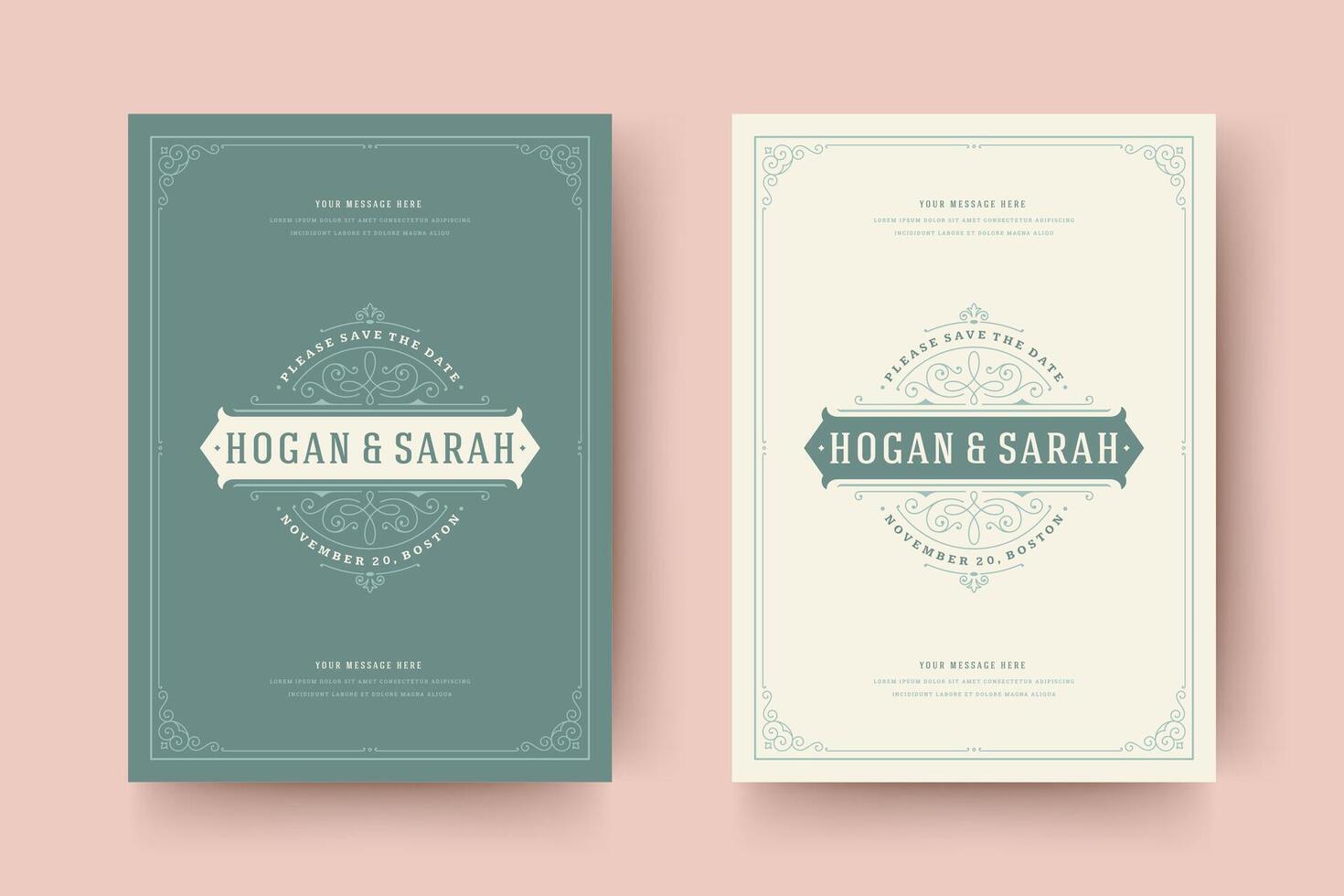 Wedding invitation save the date card typographic elegant template illustration. vector