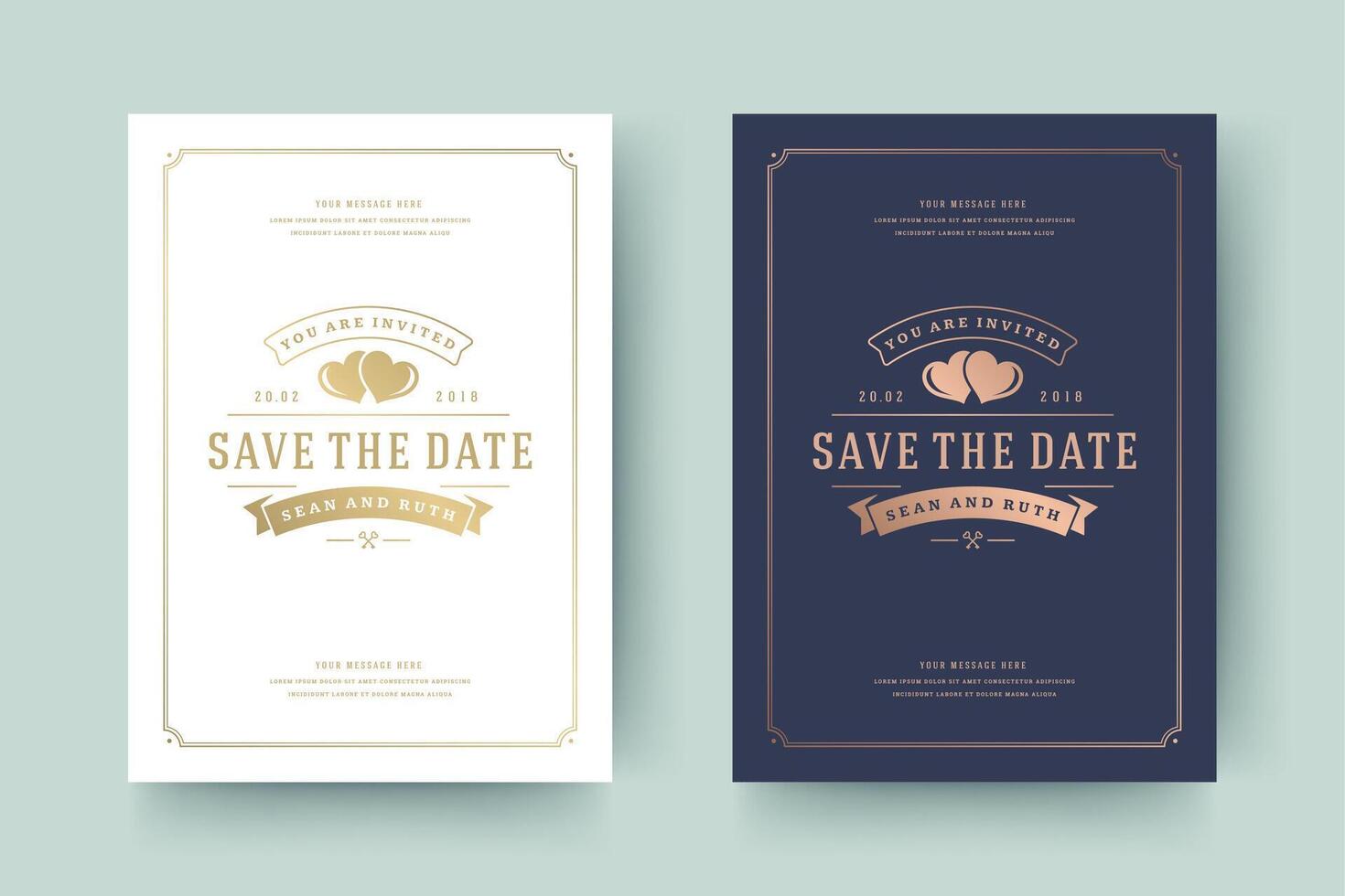 Wedding invitation save the date card typographic elegant template illustration. vector