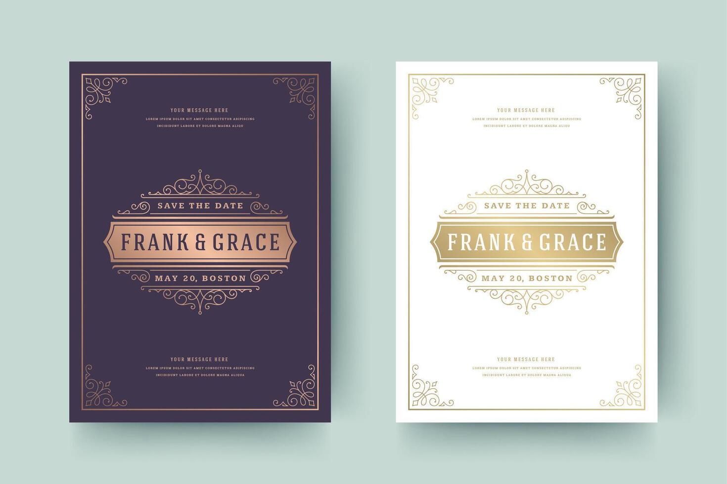 Wedding invitation save the date card typographic elegant template illustration. vector