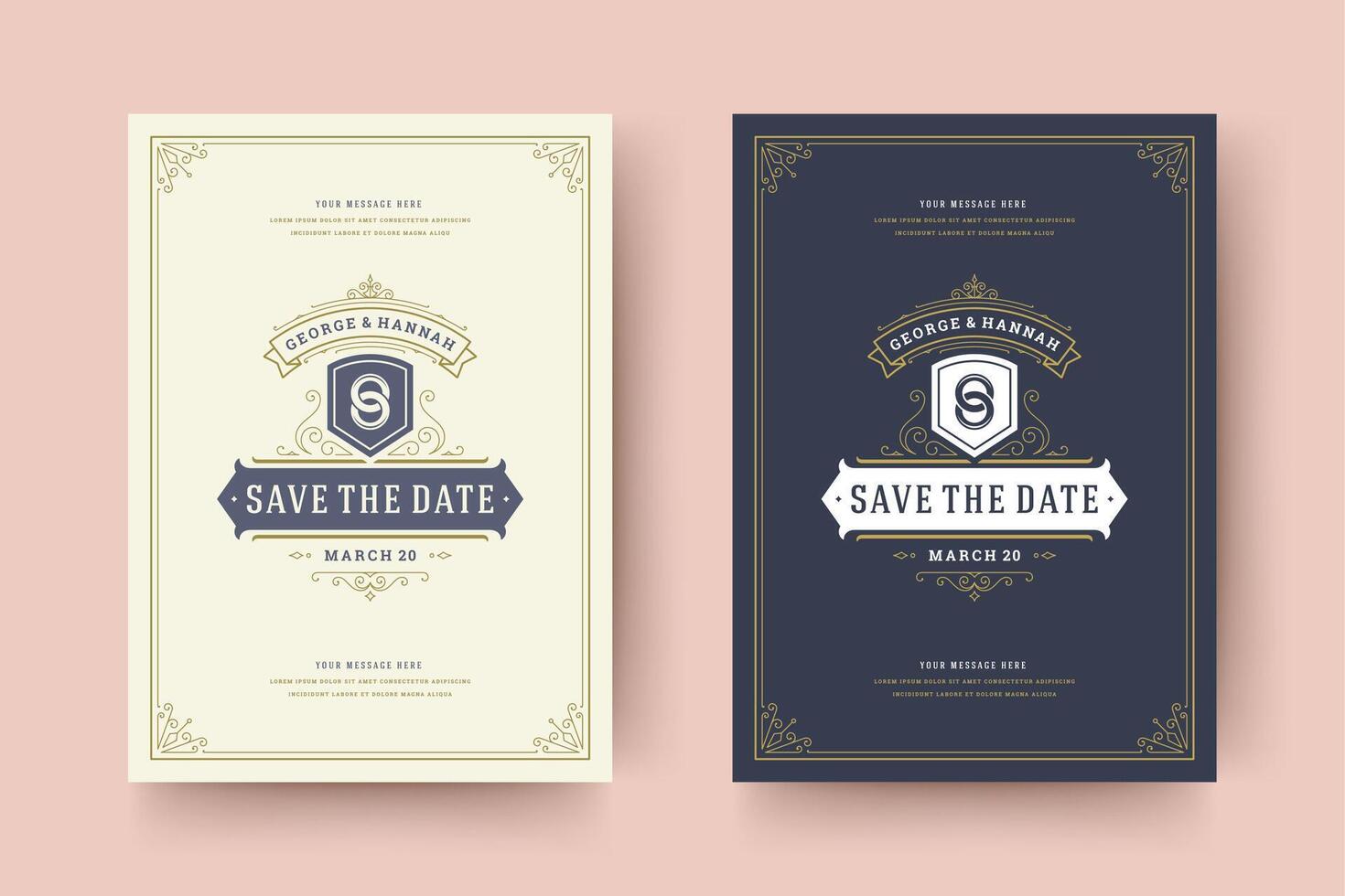 Wedding invitation save the date card typographic elegant template illustration. vector
