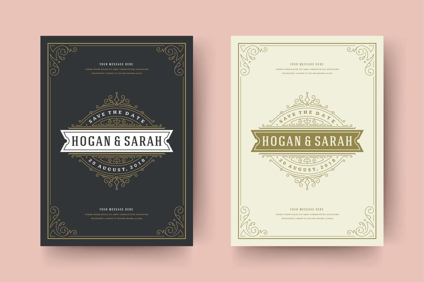 Wedding invitation save the date card typographic elegant template illustration. vector