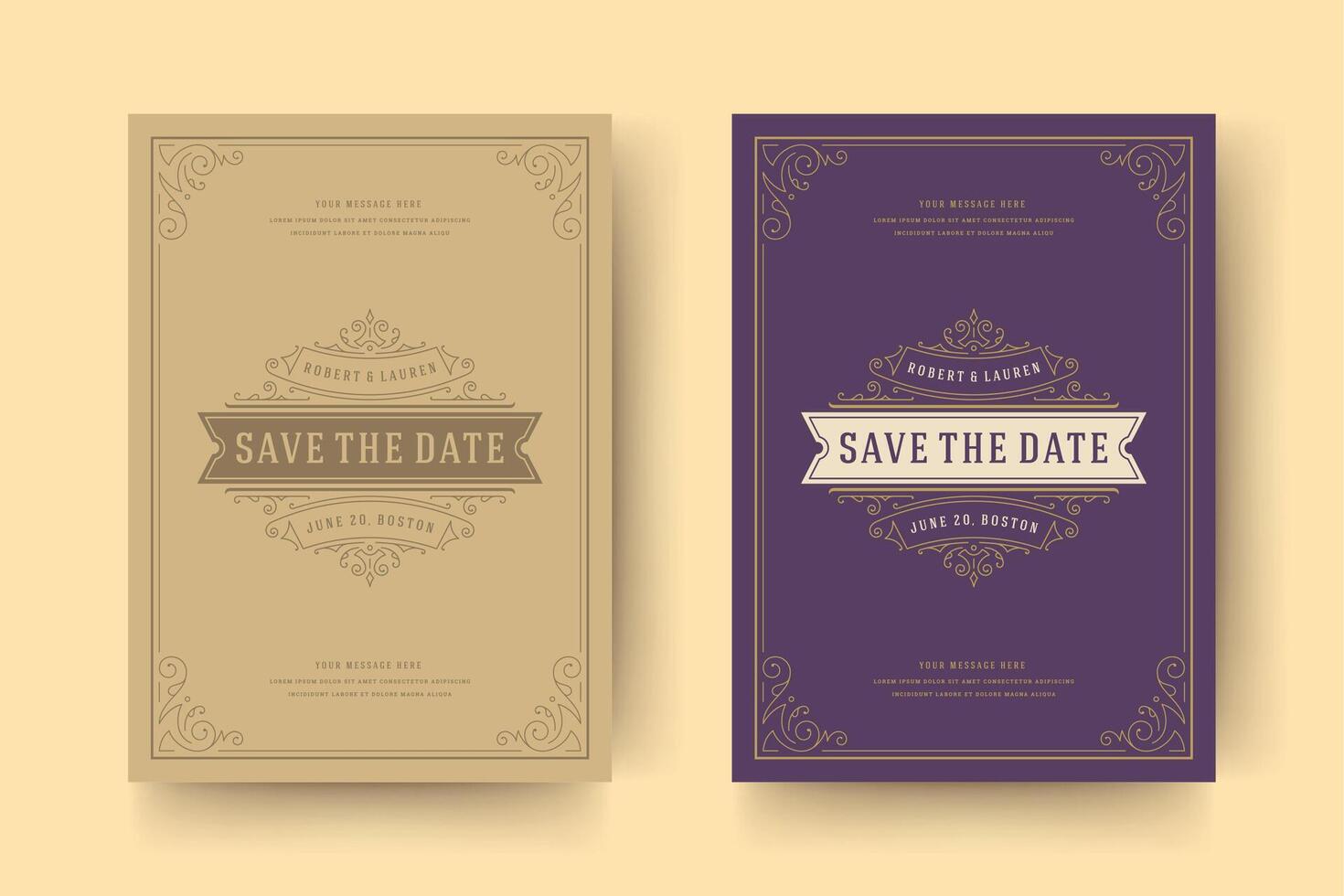 Wedding invitation save the date card typographic elegant template illustration. vector