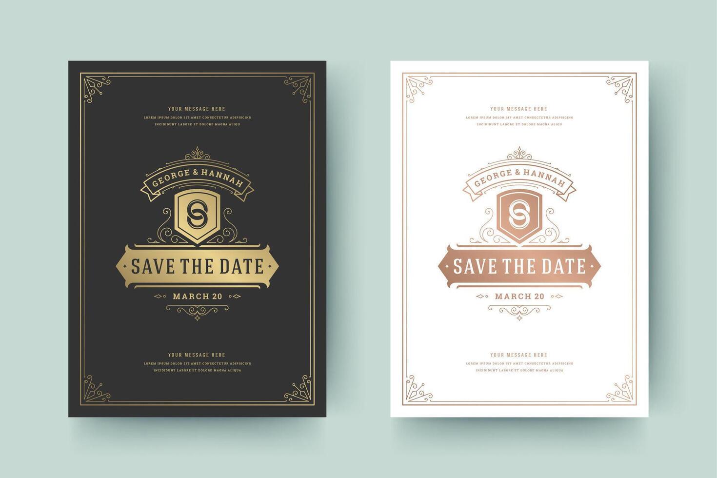 Wedding invitation save the date card typographic elegant template illustration. vector