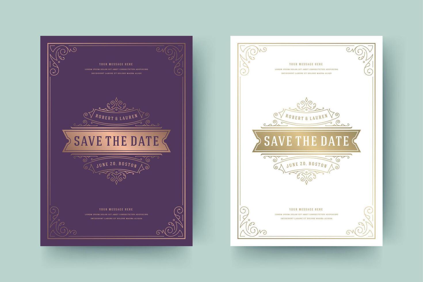 Wedding invitation save the date card typographic elegant template illustration. vector