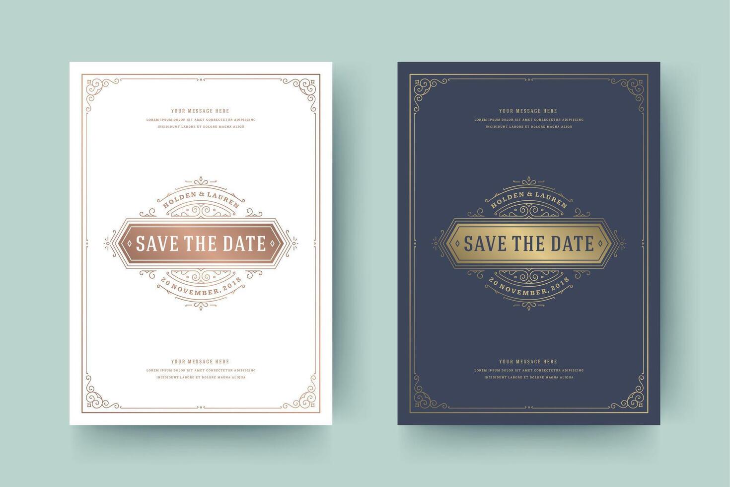 Wedding invitation save the date card typographic elegant template illustration. vector